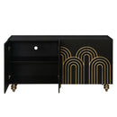 Modern Fluted Sideboard Buffet With Storage, Curve Element, 4 Doors With Adjustable Shelves