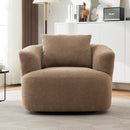 360° Swivel Barrel Sofa Chair With Throw Pillow, Chenille Upholstered Accent Chair