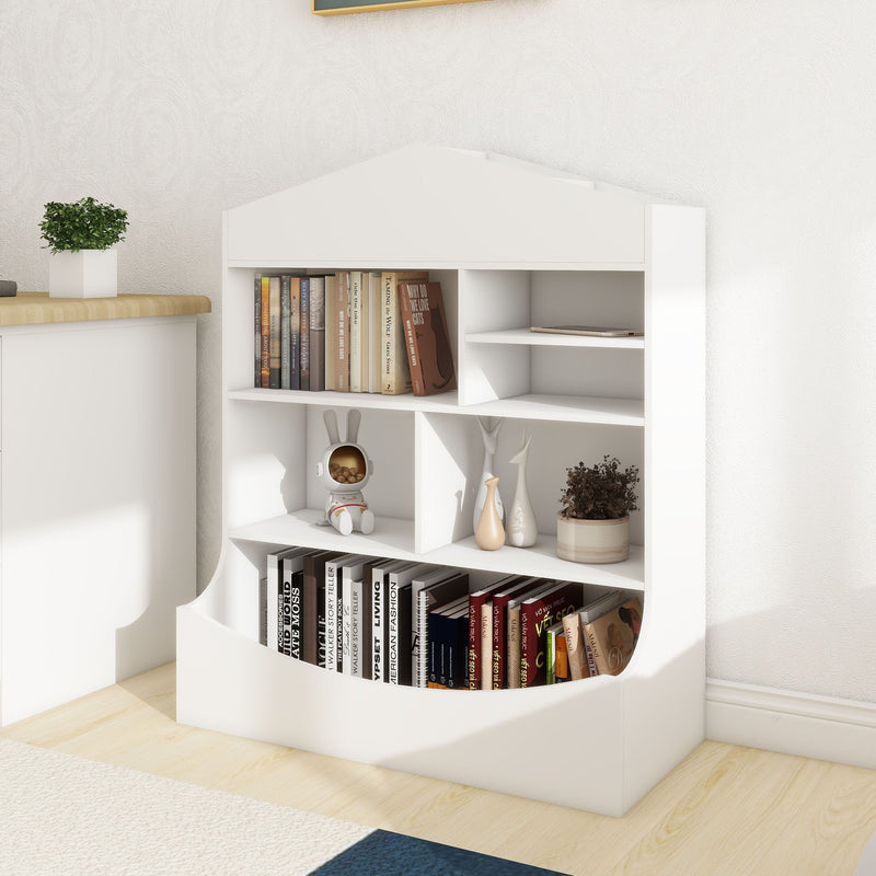 Children's Multi-Functional 7 Shelf Bookcase, Storage Display, Rack, Organizer - White