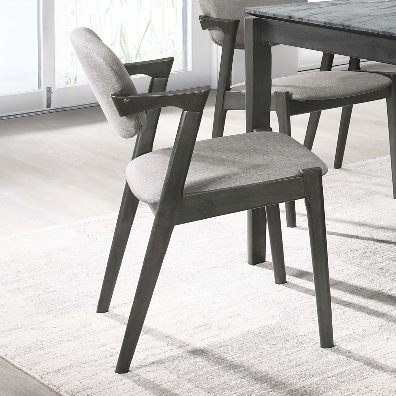 Stevie Padded Wood Dining Arm Chair Black (Set of 2) — view 2