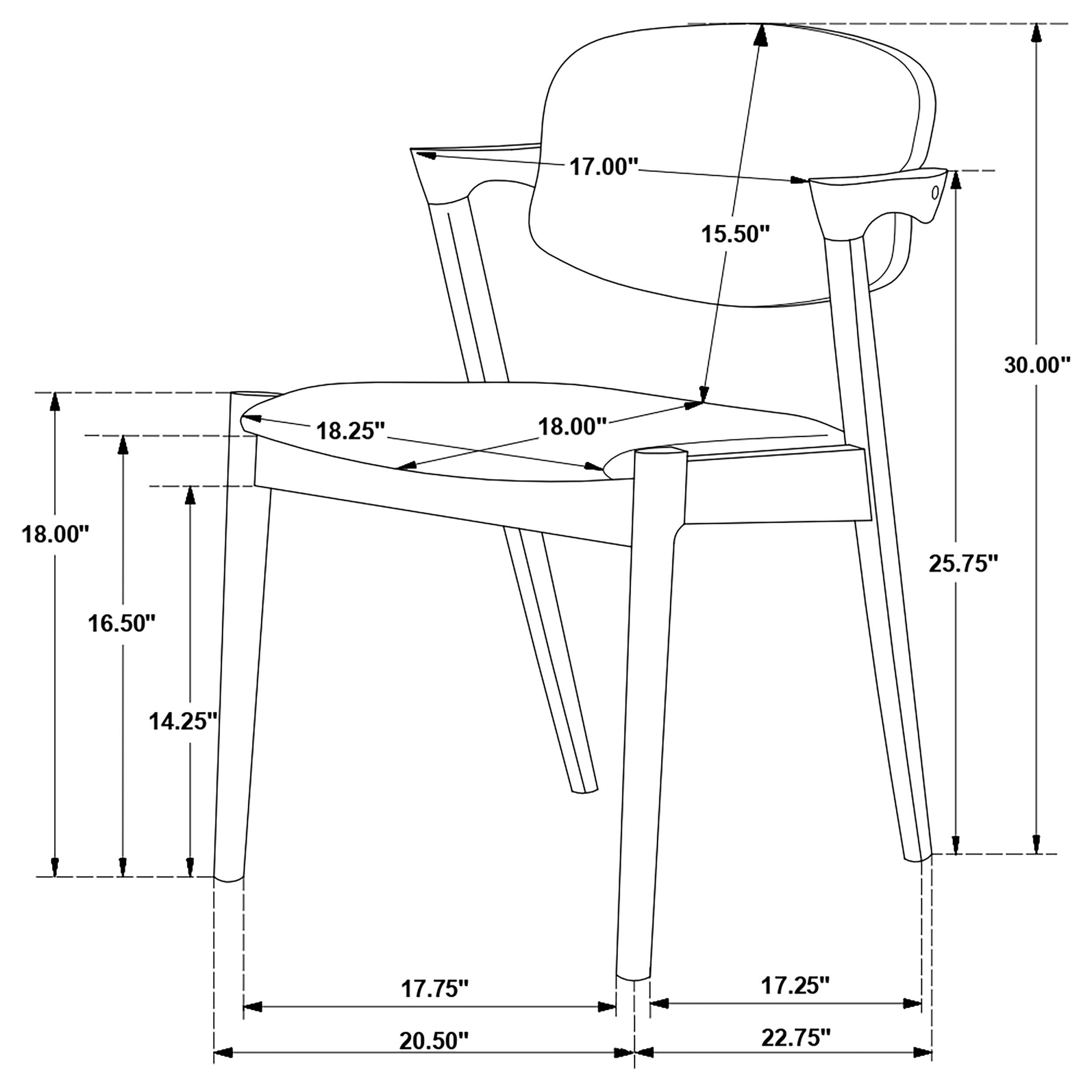 Stevie Padded Wood Dining Arm Chair Black (Set of 2) — view 13