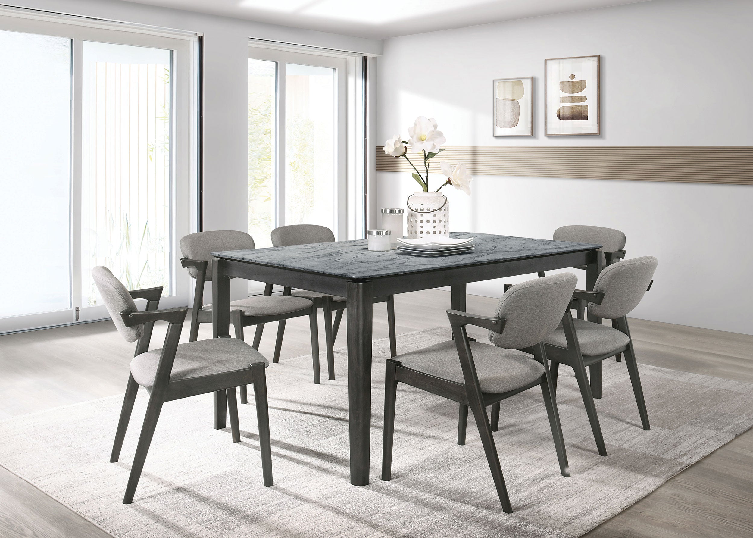 Stevie Padded Wood Dining Arm Chair Black (Set of 2) — view 14