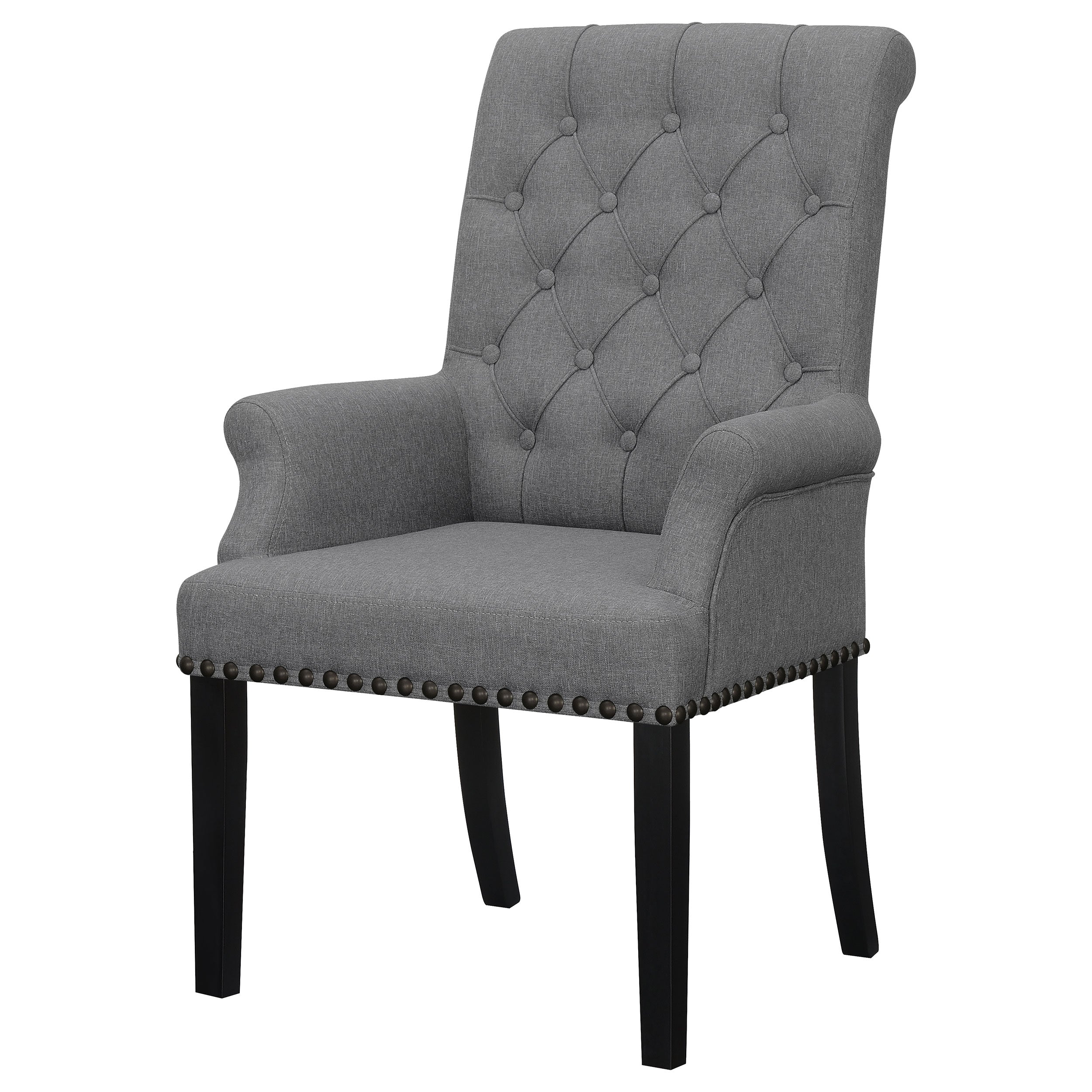 Alana Fabric Upholstered Dining Arm Chair Grey — view 4