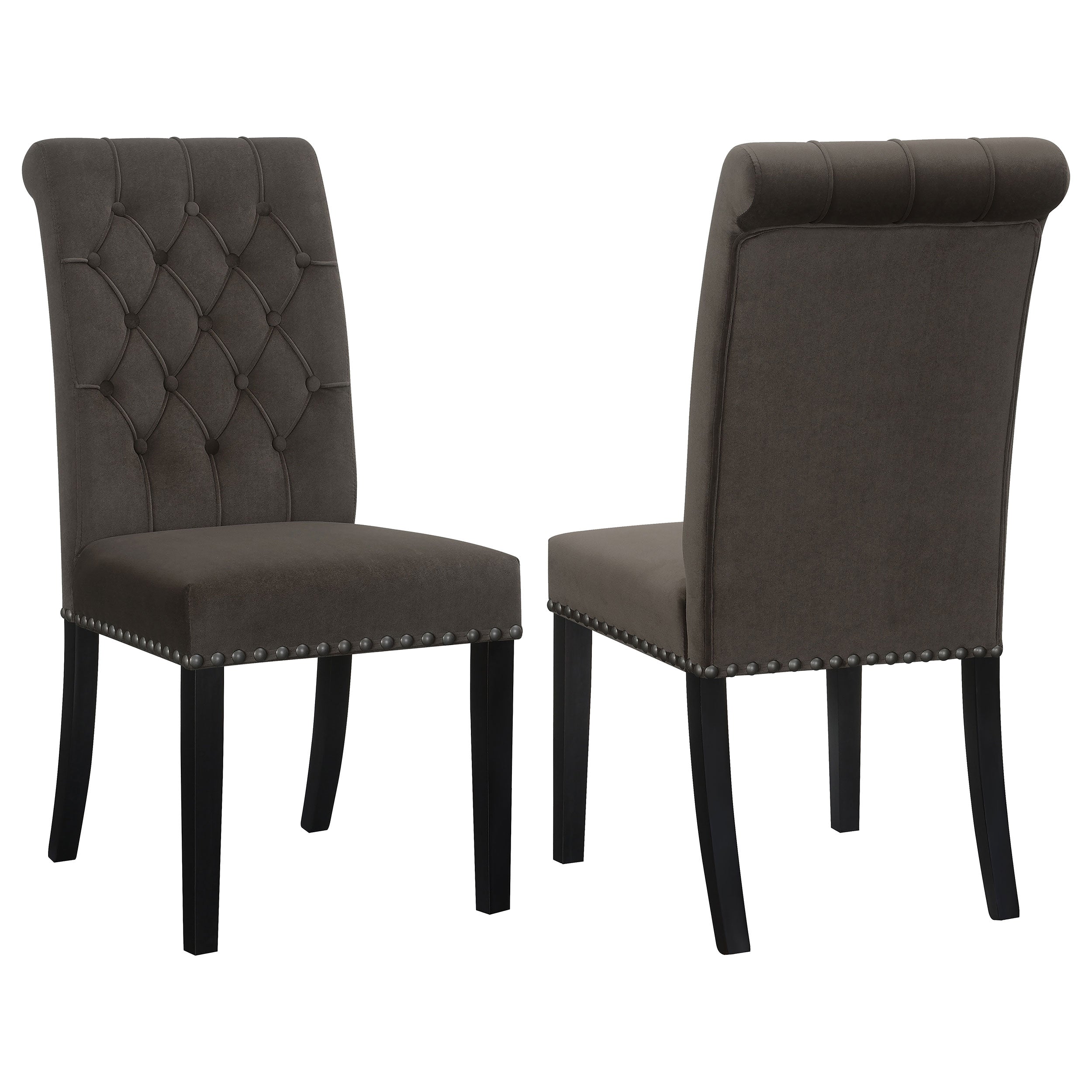 Alana Velvet Upholstered Dining Side Chair Brown (Set of 2) — view 1