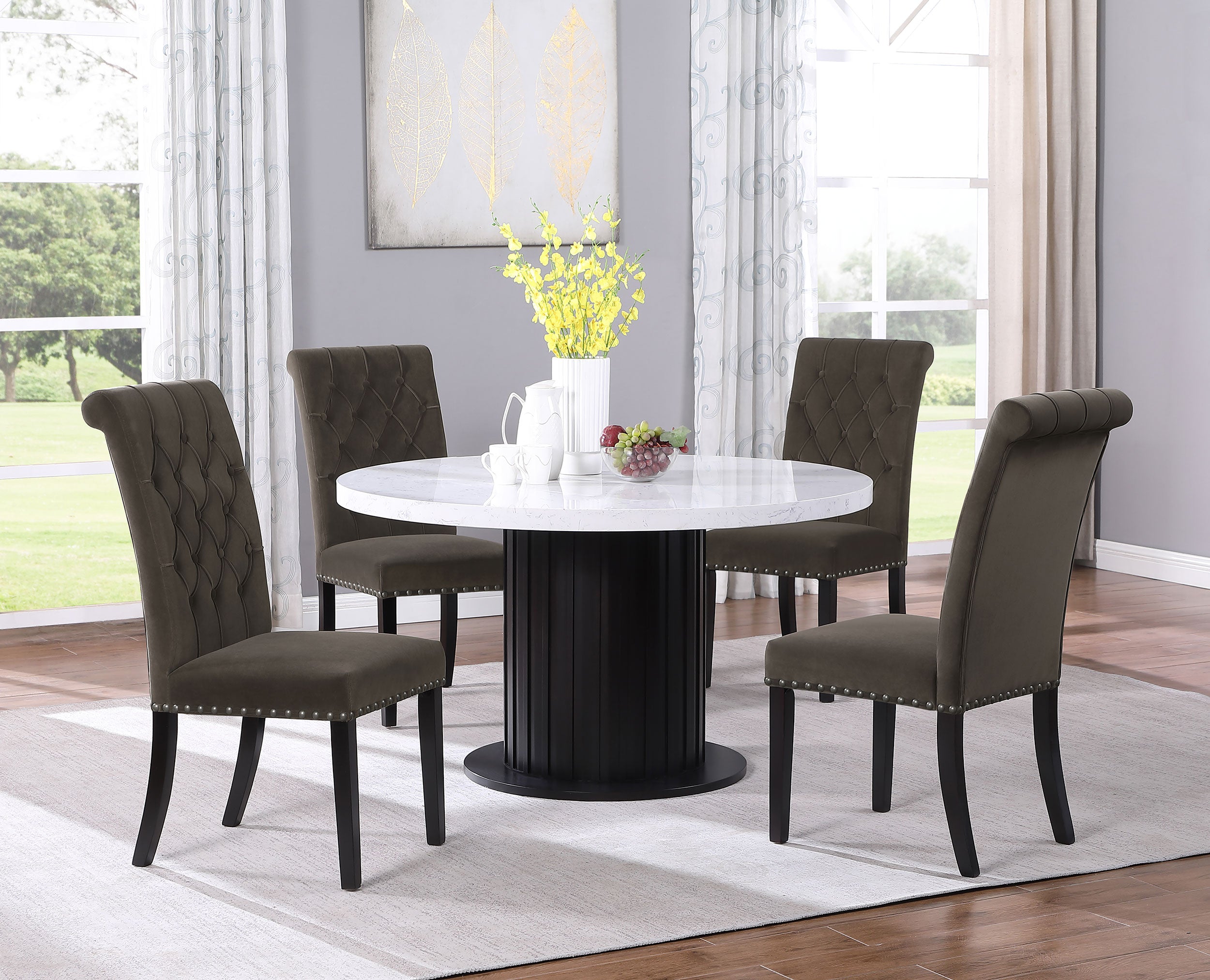 Alana Velvet Upholstered Dining Side Chair Brown (Set of 2) — view 14