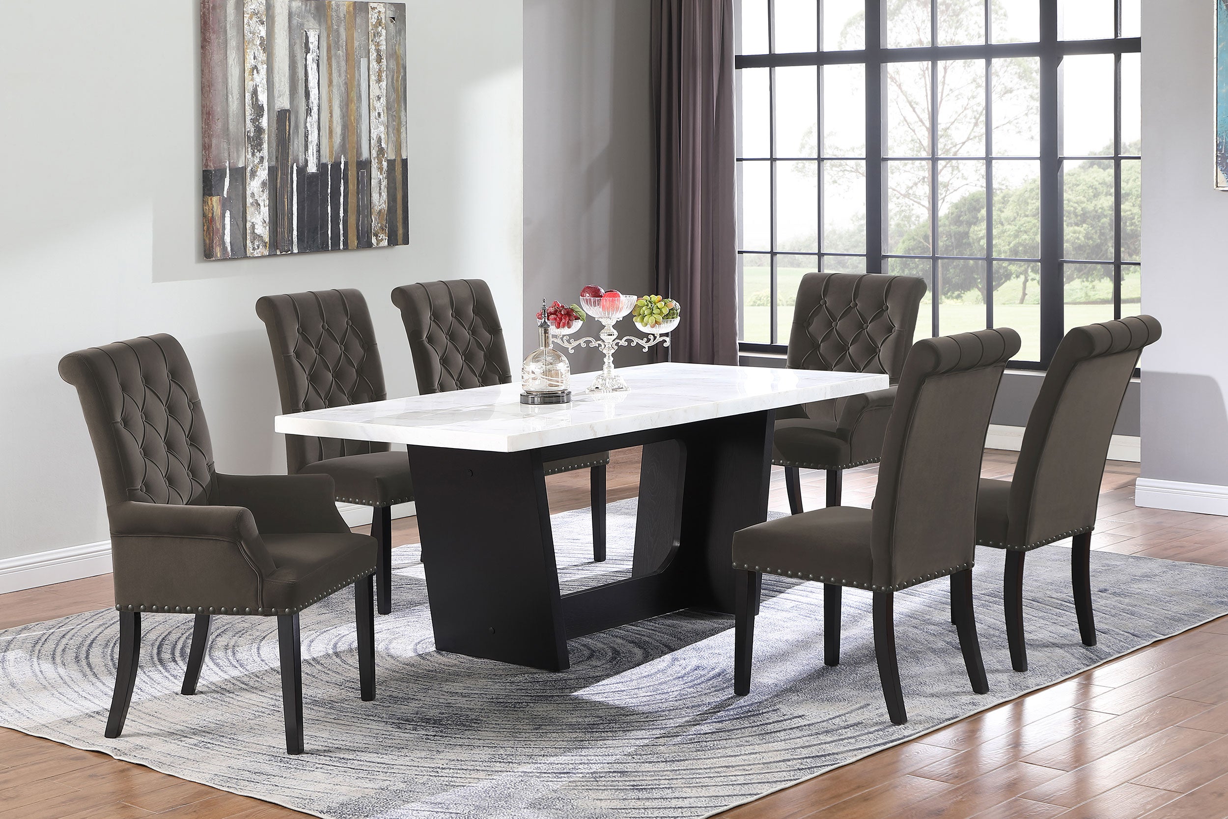 Alana Velvet Upholstered Dining Side Chair Brown (Set of 2) — view 16