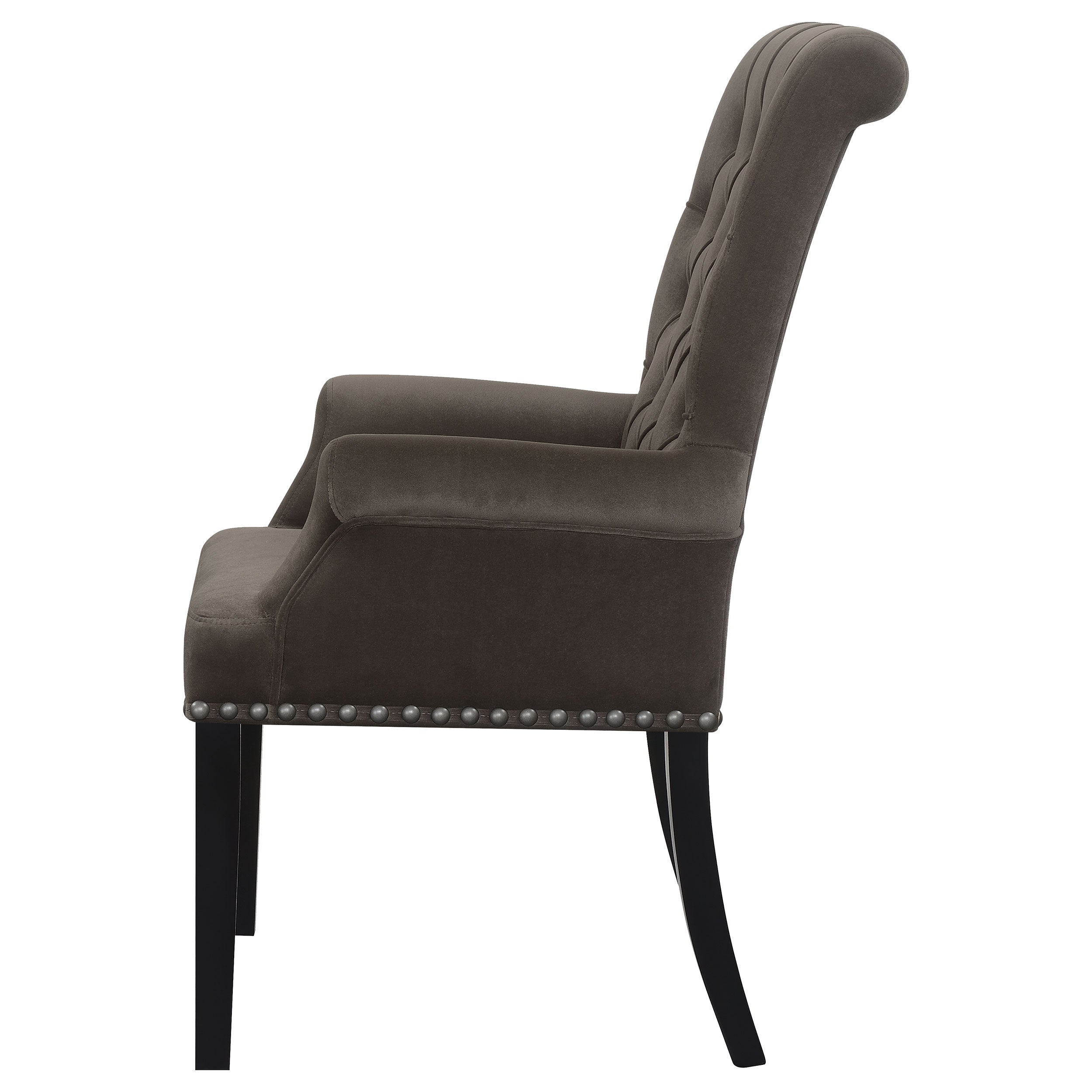 Alana Velvet Upholstered Dining Arm Chair Brown — view 5