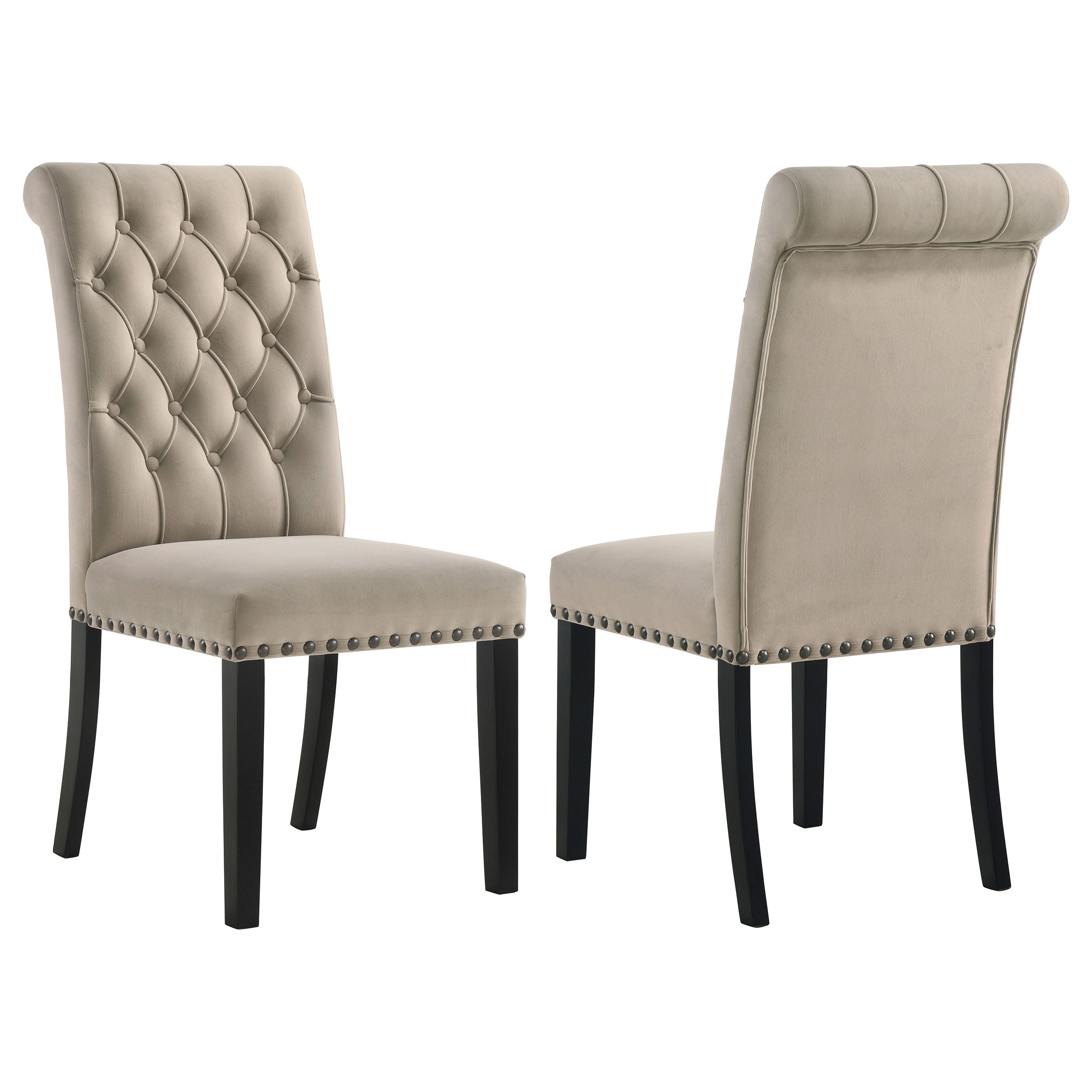 Alana Velvet Upholstered Dining Side Chair Sand (Set of 2) — view 1