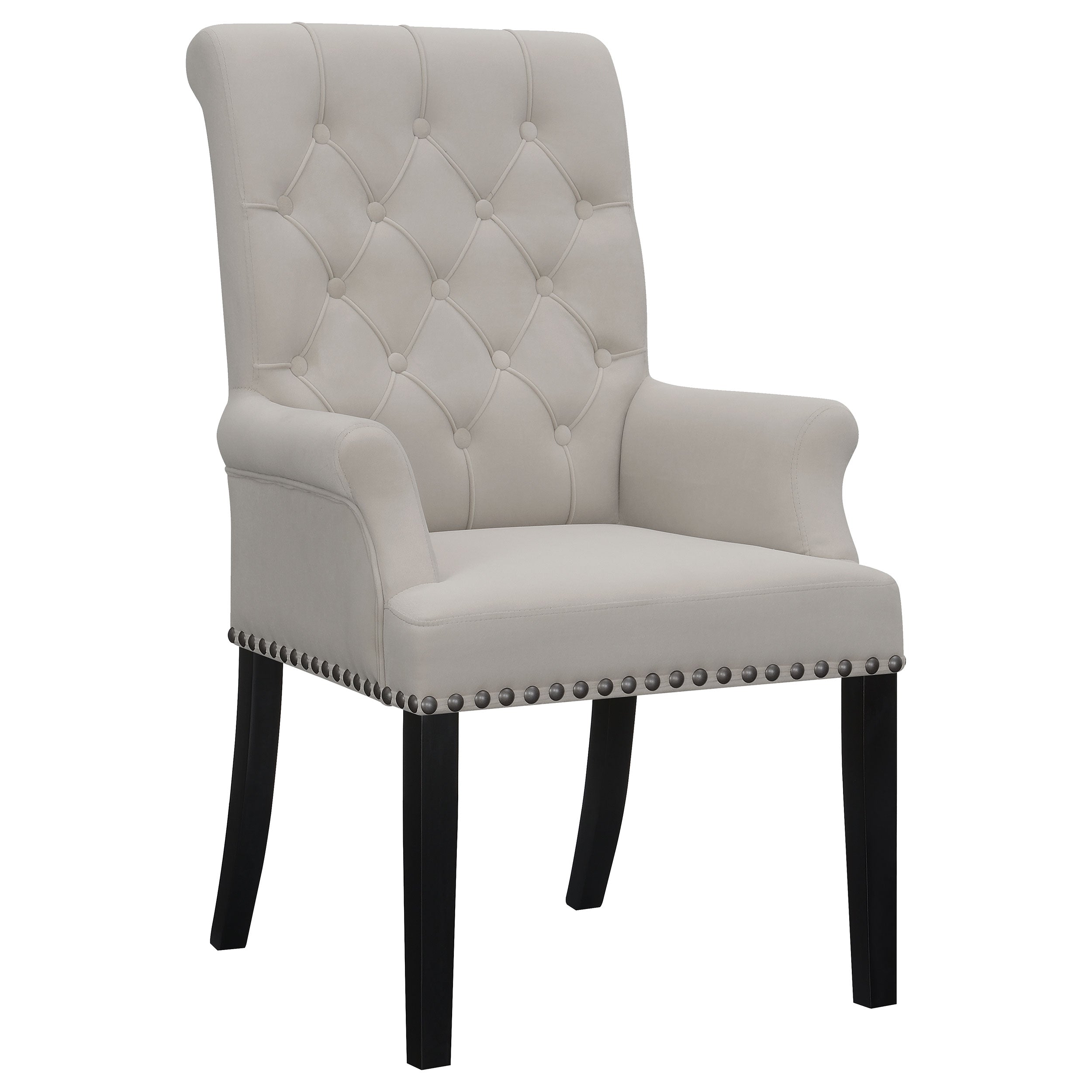 Alana Velvet Upholstered Dining Arm Chair Sand — view 1