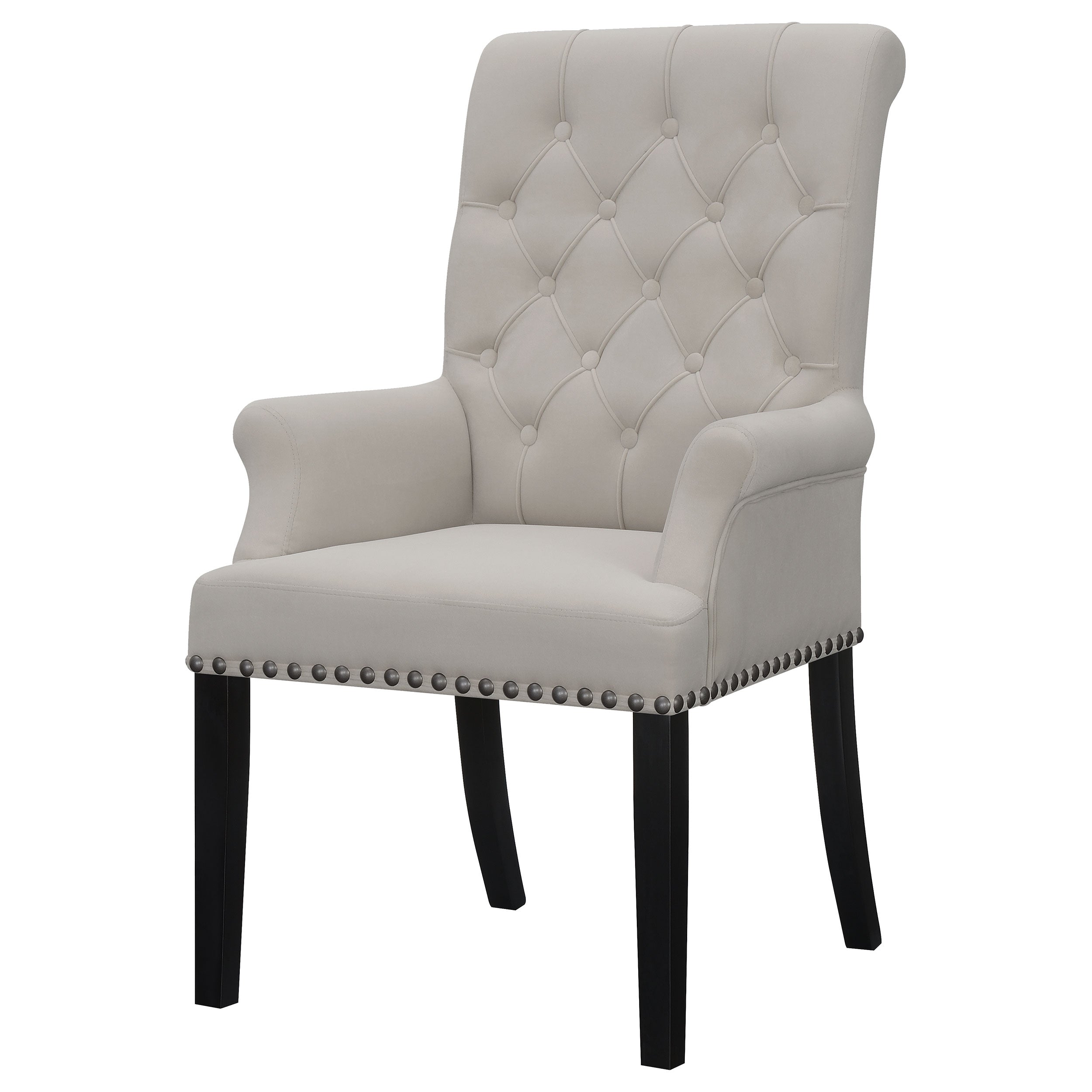 Alana Velvet Upholstered Dining Arm Chair Sand — view 4