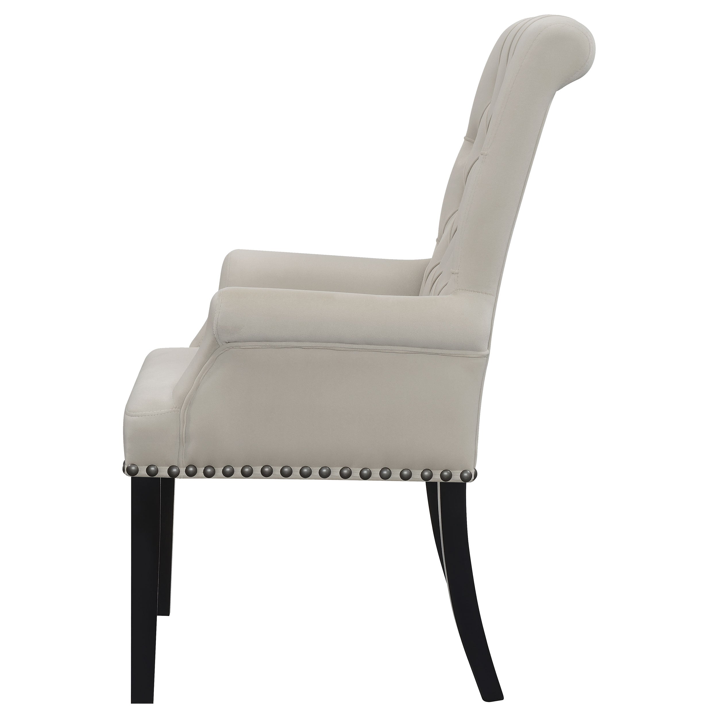 Alana Velvet Upholstered Dining Arm Chair Sand — view 5
