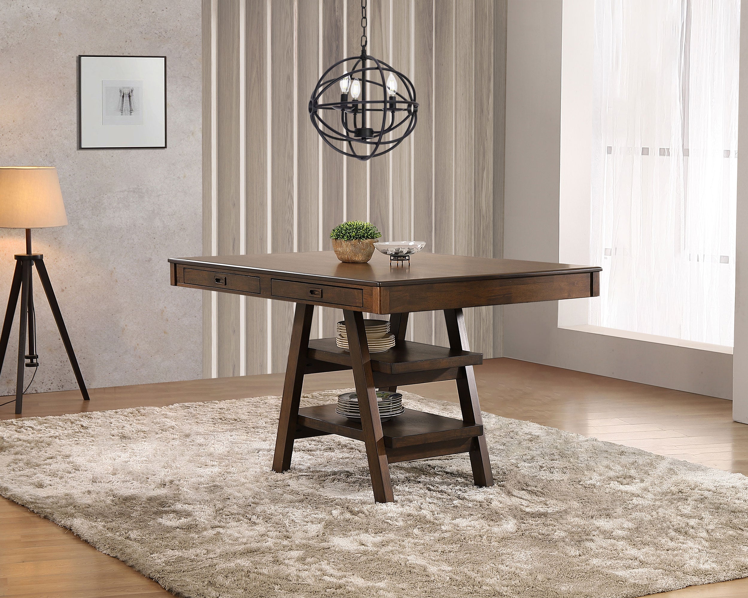 Dewey Rectangular 60-inch Counter Height Dining Table Walnut — view 2