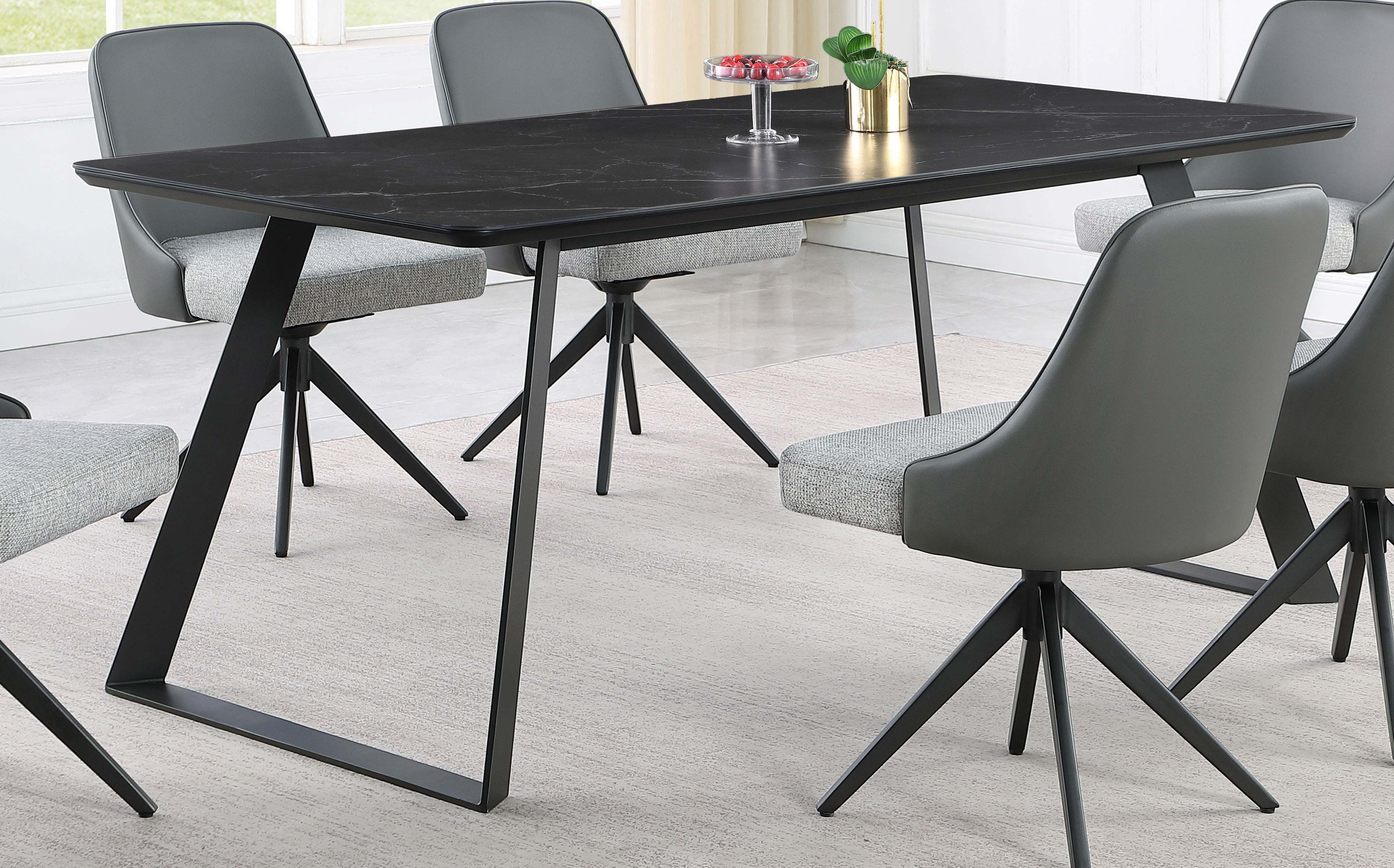 Smith Rectangular 71-inch Ceramic Top Dining Table Black — view 2