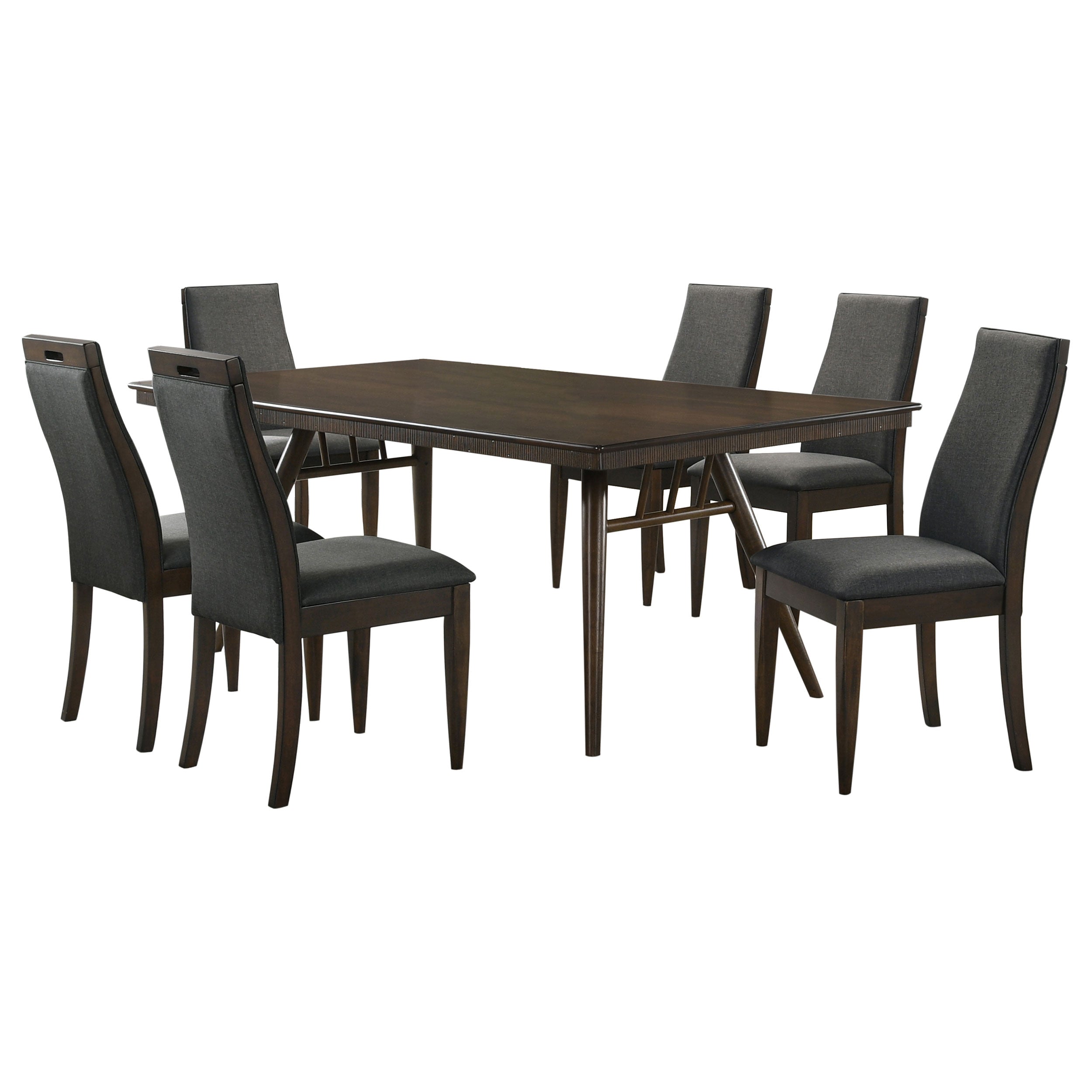 Wes 7-piece Rectangular Dining Table Set Dark Walnut — view 2