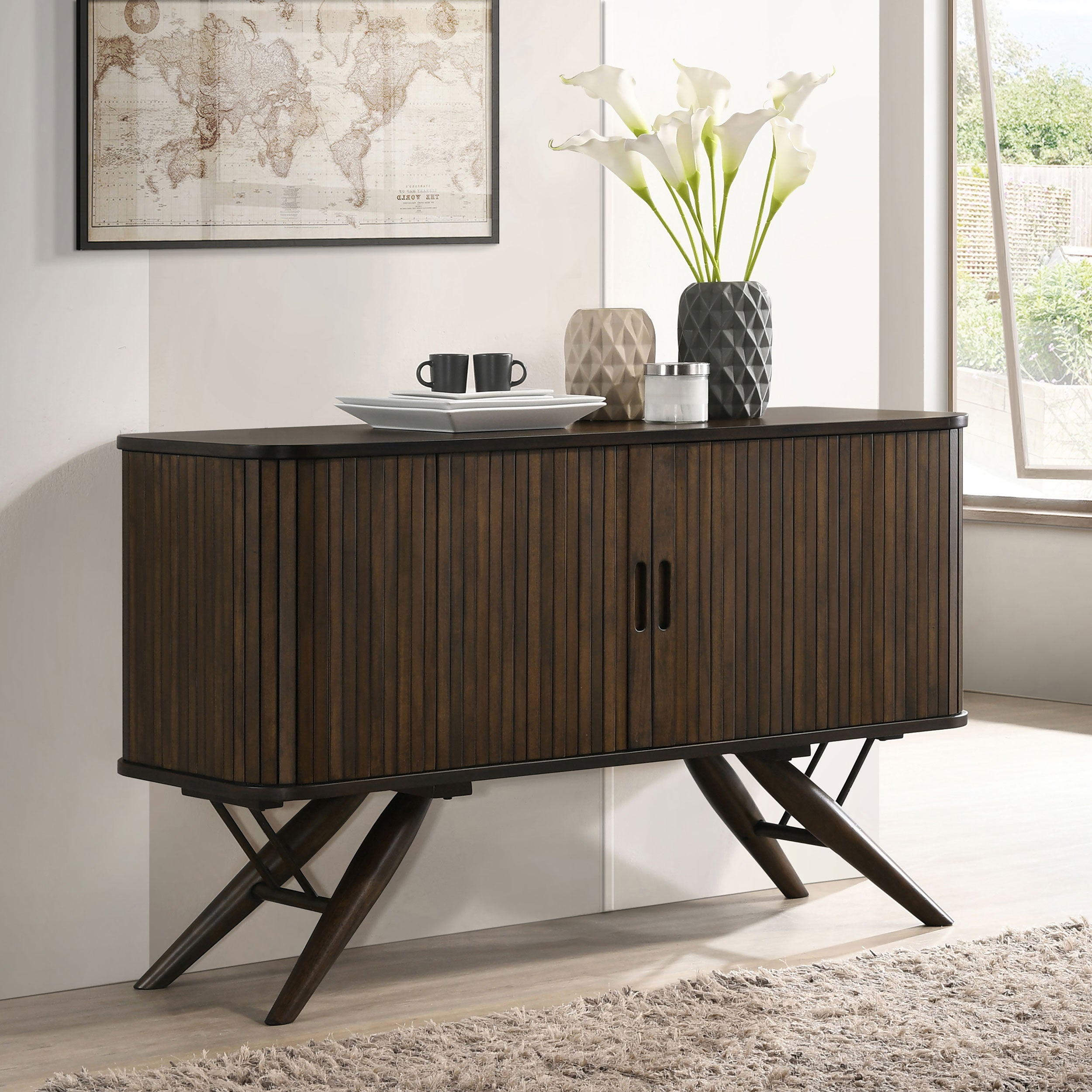 Wes 2-door Sideboard Buffet Storage Cabinet Dark Walnut — view 2