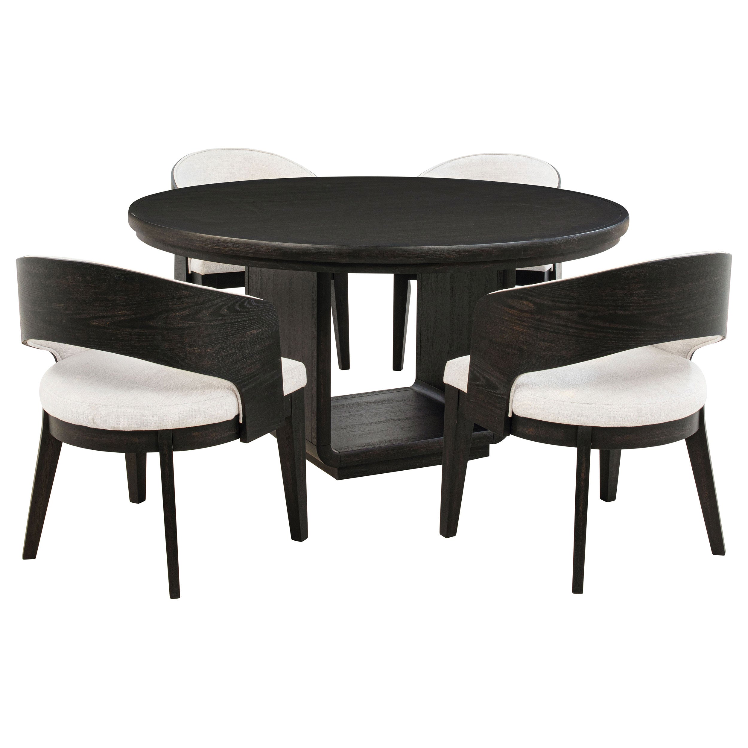 Leandro 5-piece Round Dining Table Set Burnished Black — view 2