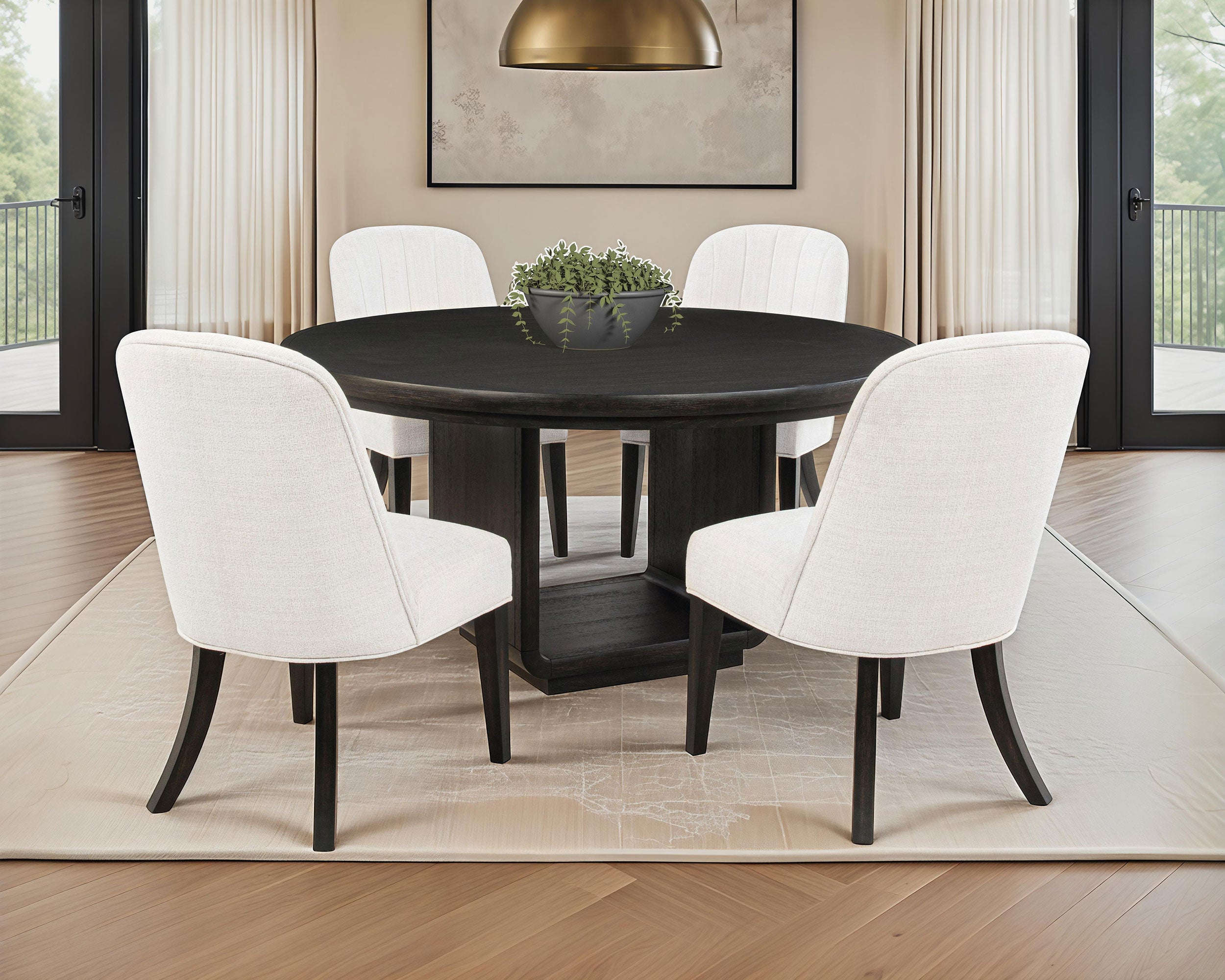 Leandro 5-piece Round Dining Table Set Burnished Black — view 1
