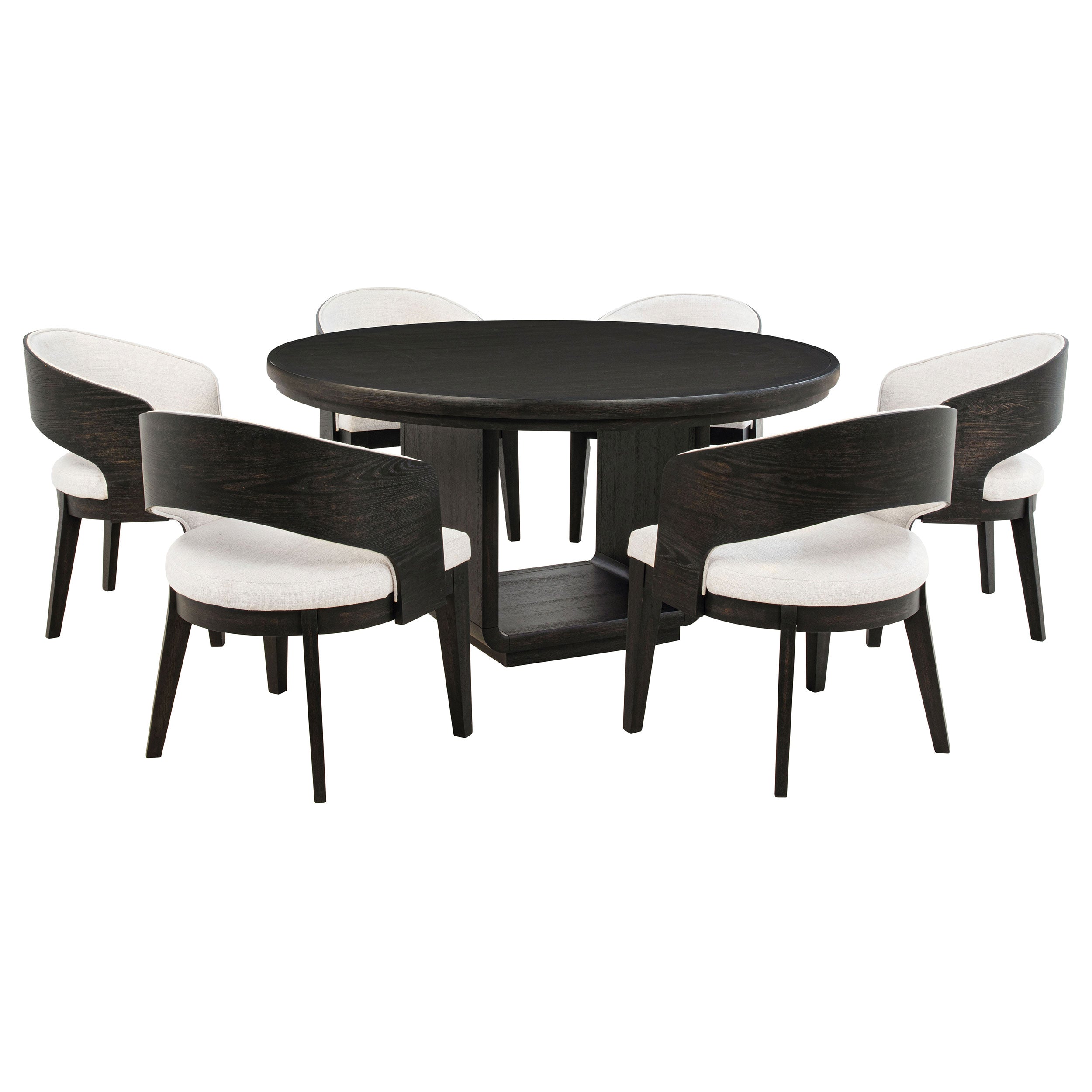 Leandro 7-piece Round Dining Table Set Burnished Black — view 2