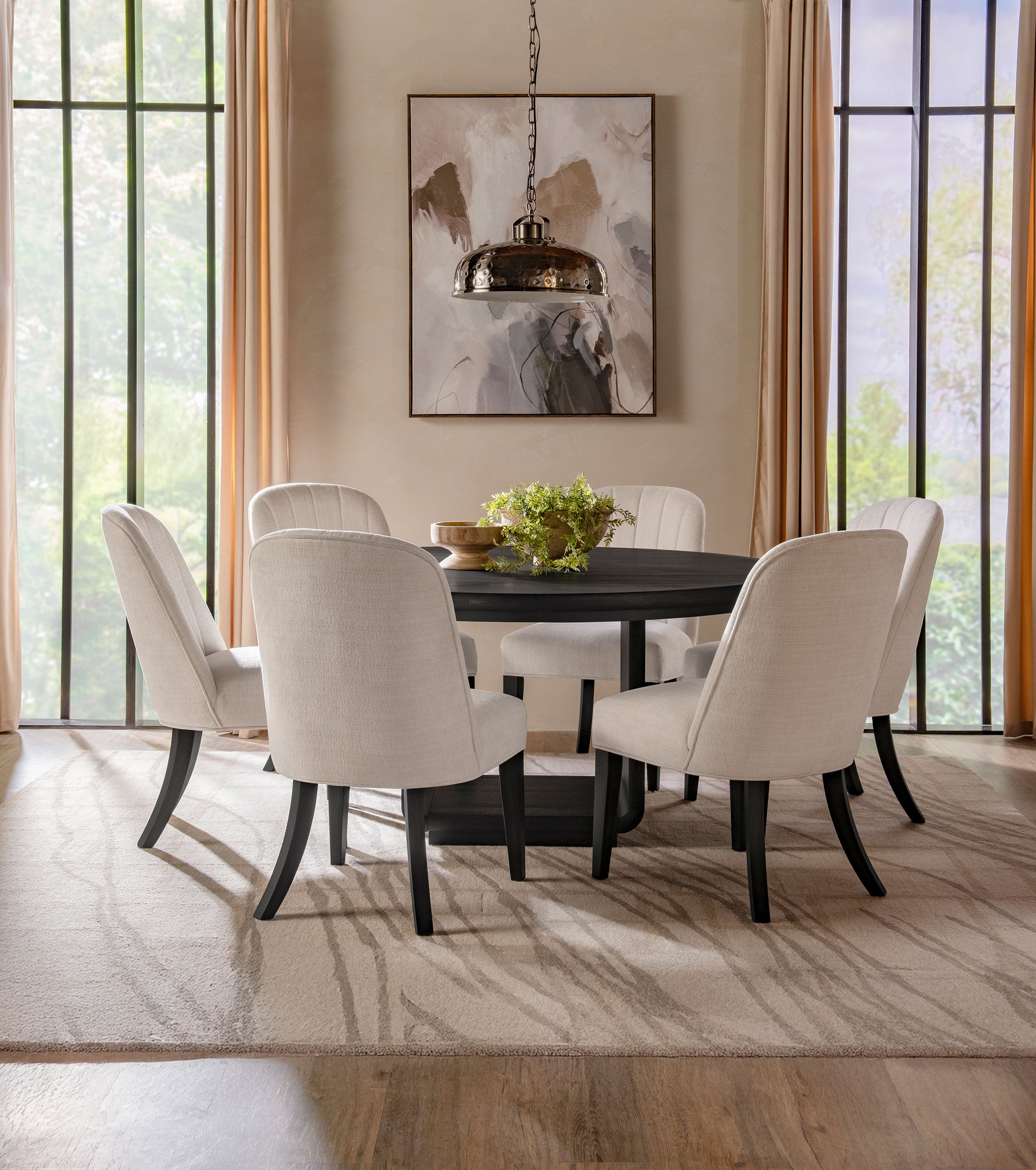Leandro 7-piece Round Dining Table Set Burnished Black — view 1