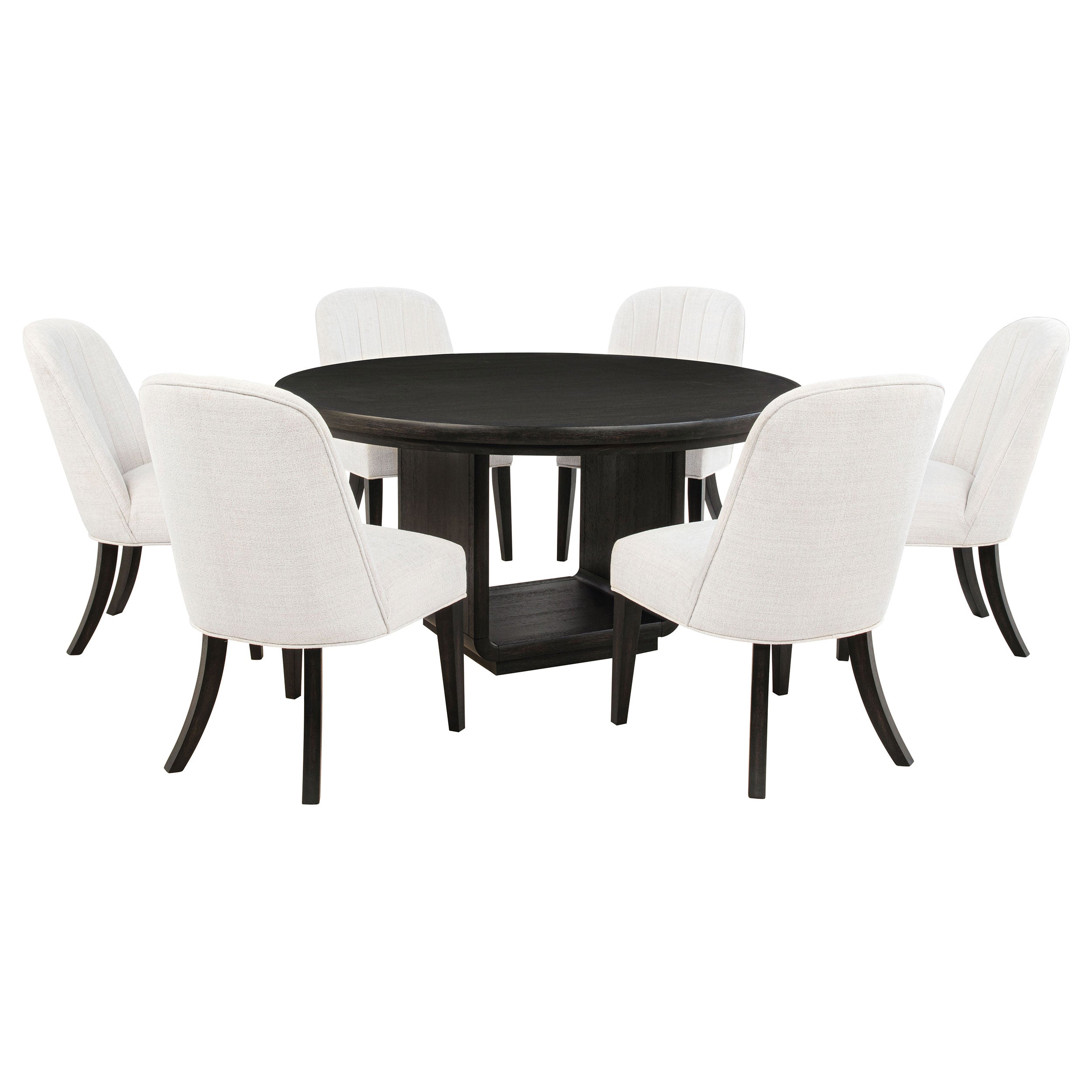 Leandro 7-piece Round Dining Table Set Burnished Black — view 2