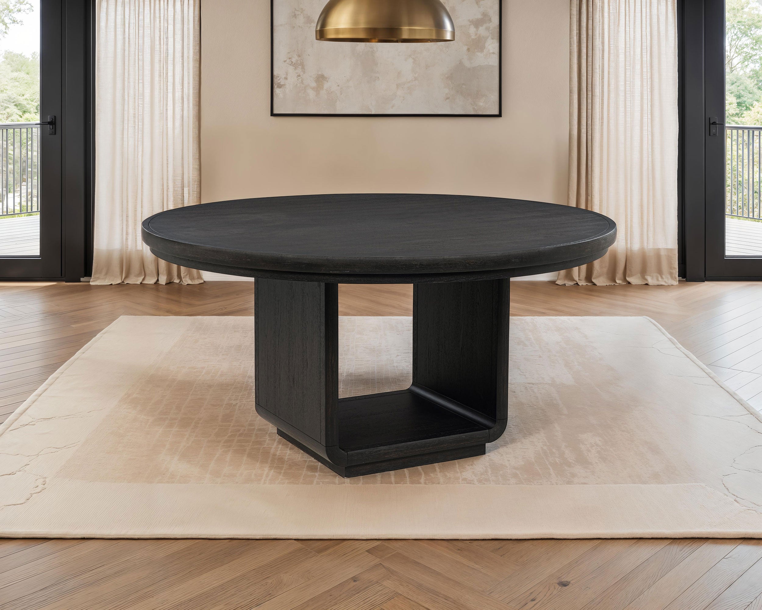 Leandro 60-inch Round Dining Table Burnished Black — view 2