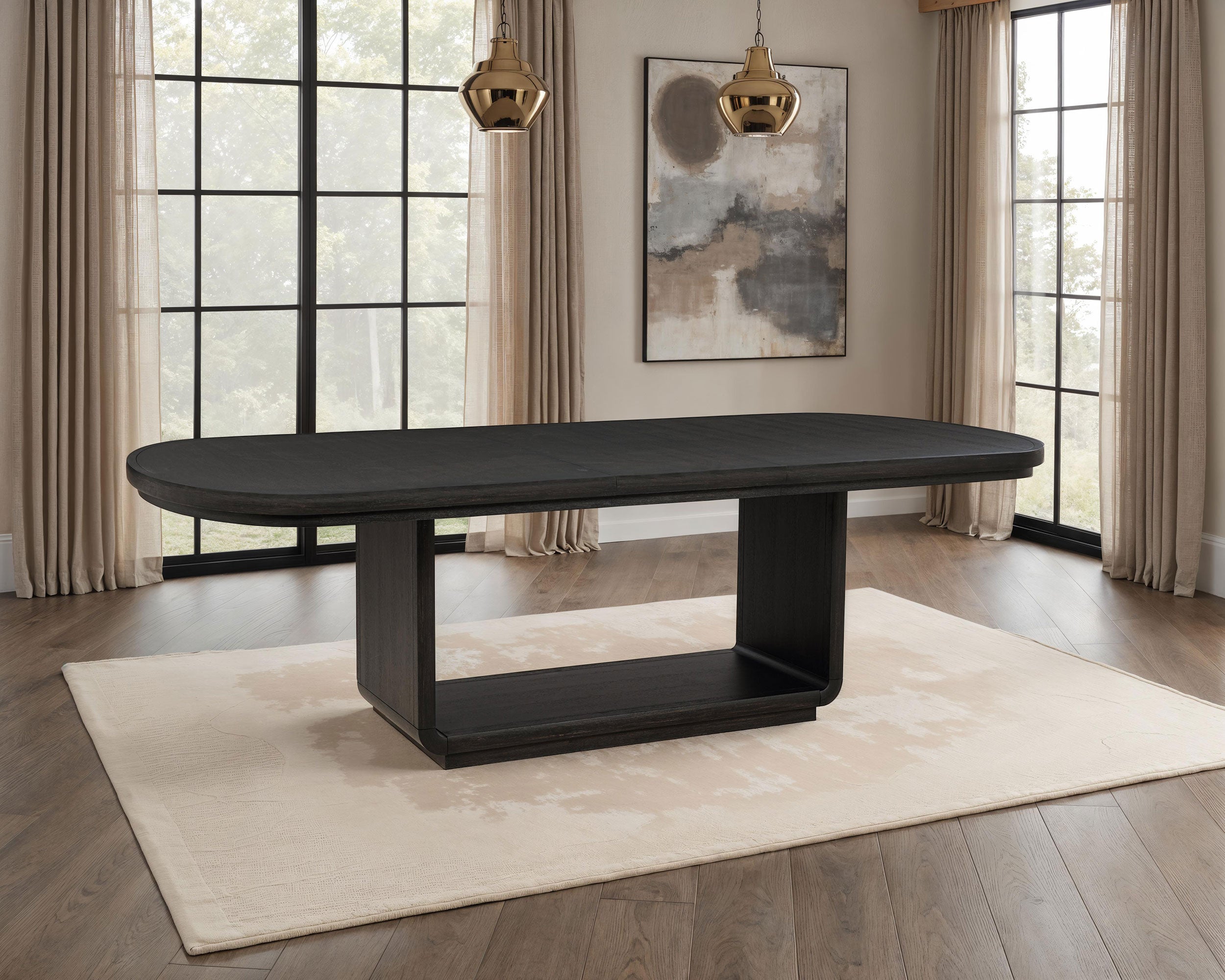 Leandro 78-inch Extension Dining Room Table Burnished Black — view 2