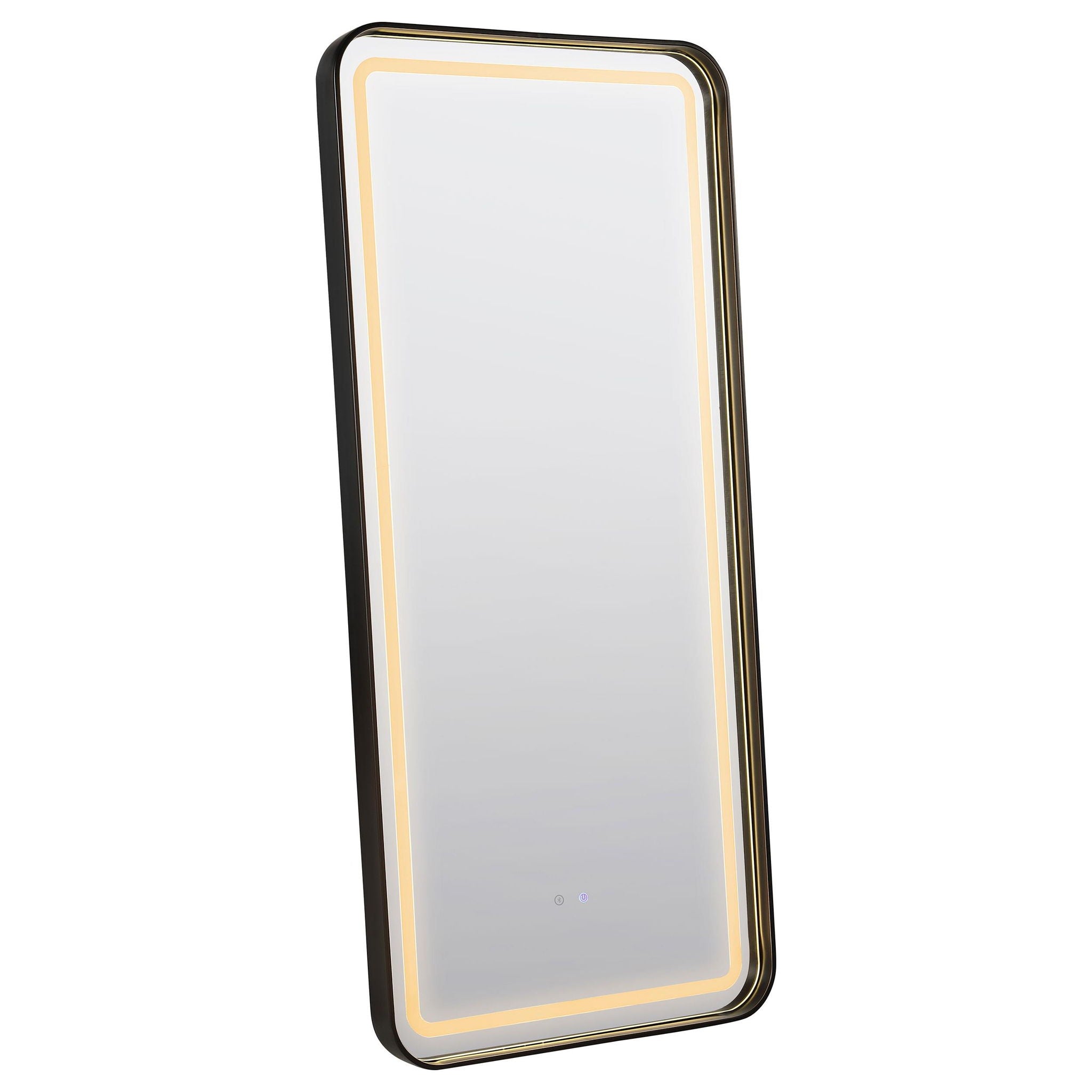 Glendora LED Standing Mirror with Bluetooth Speaker Black