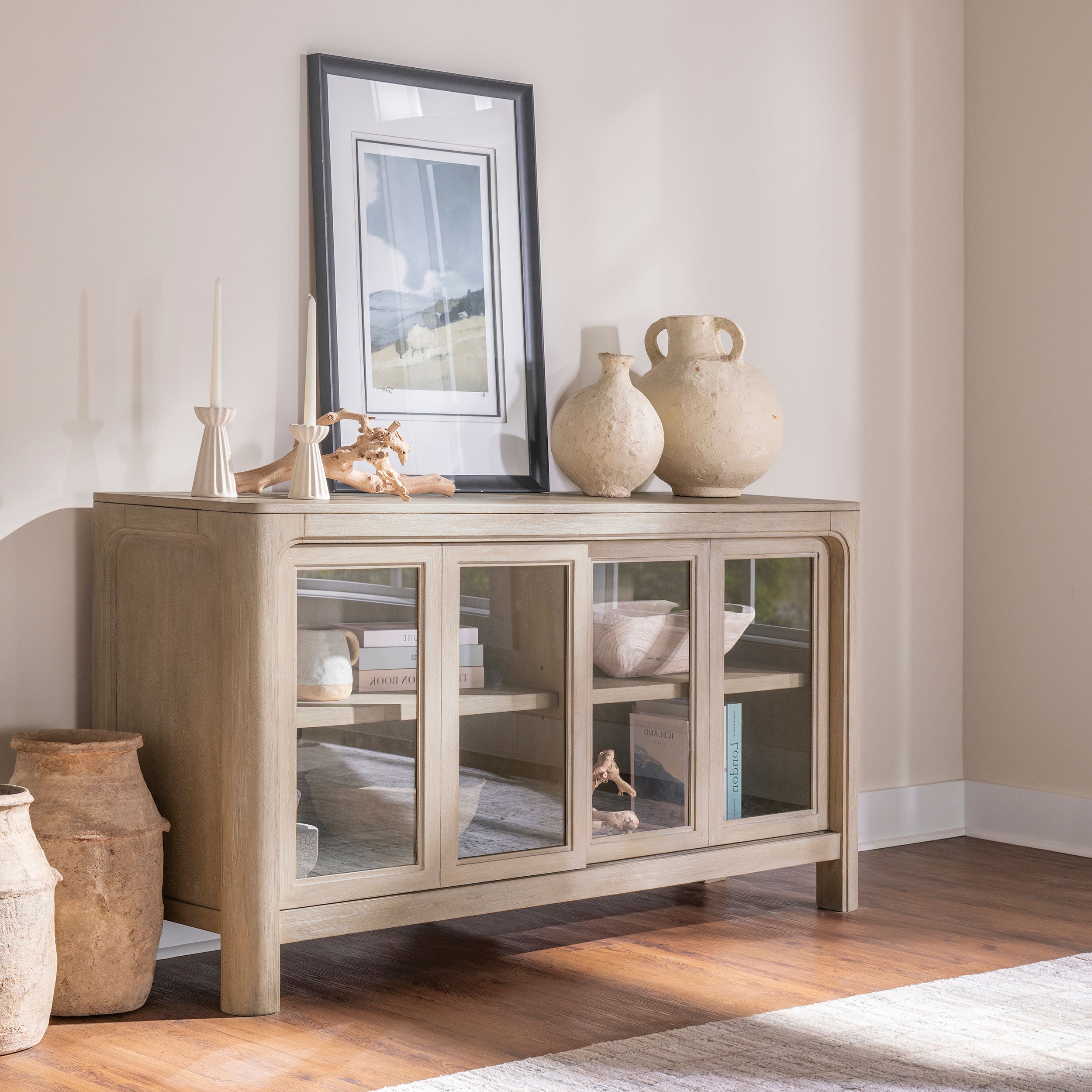 Solano Sliding Door Dining Sideboard Server Weathered Mango — view 2