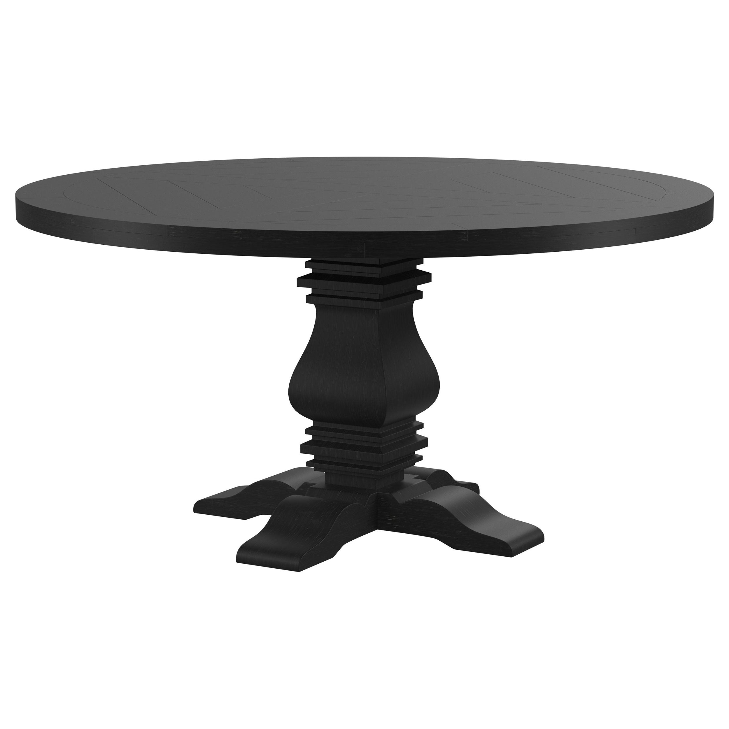 Florence Round 60-inch Pedestal Base Dining Table Black — view 4