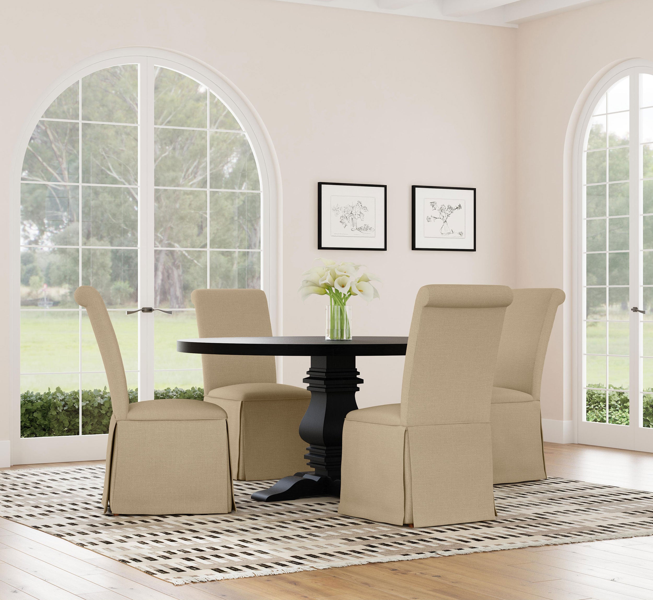 Florence Round 60-inch Pedestal Base Dining Table Black — view 9