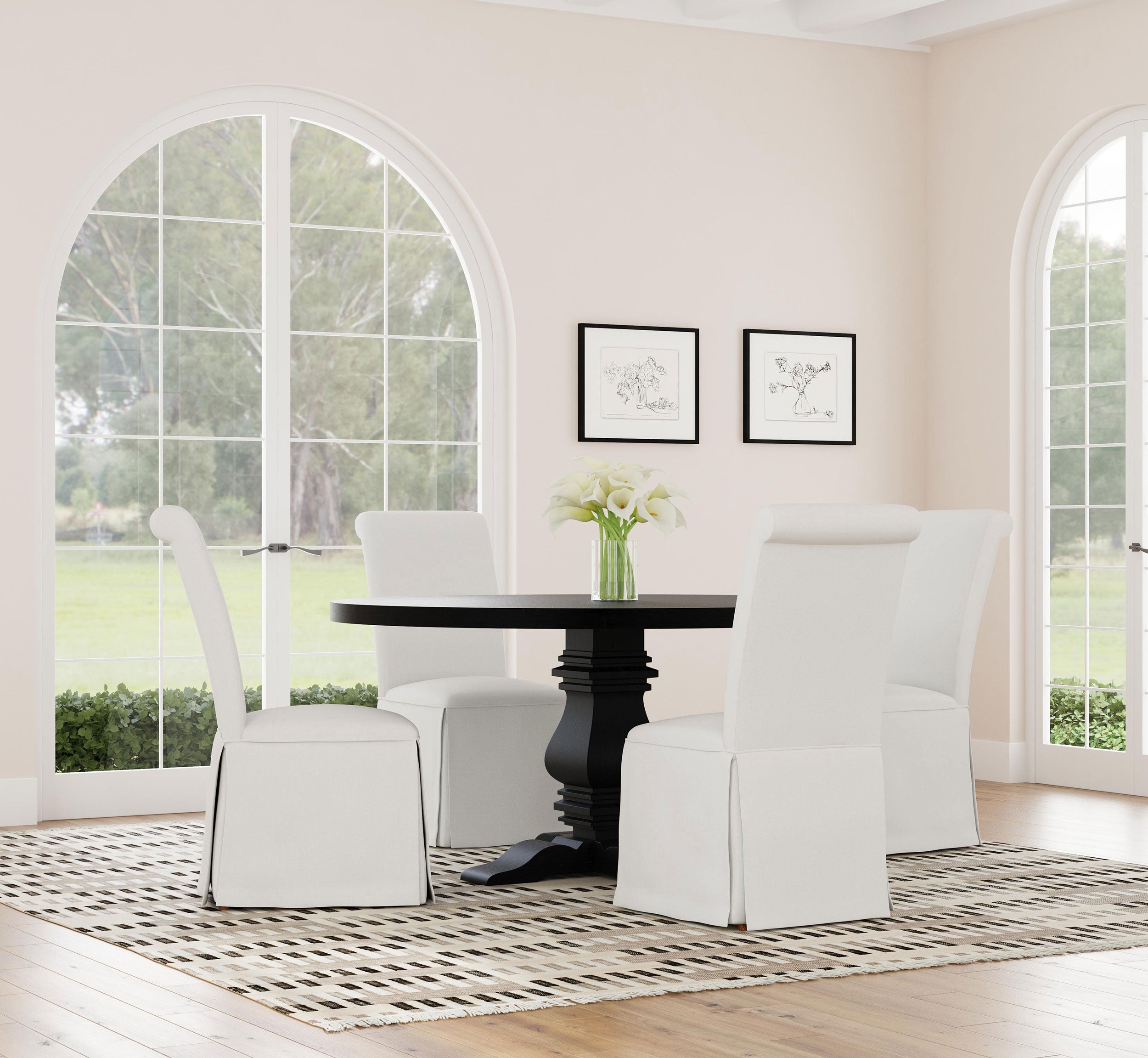 Florence Round 60-inch Pedestal Base Dining Table Black — view 10
