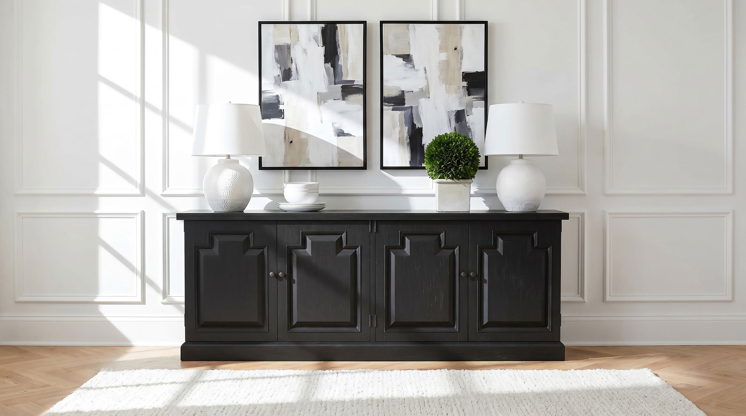 Florence 4-door Dining Sideboard Buffet Distressed Black — view 2