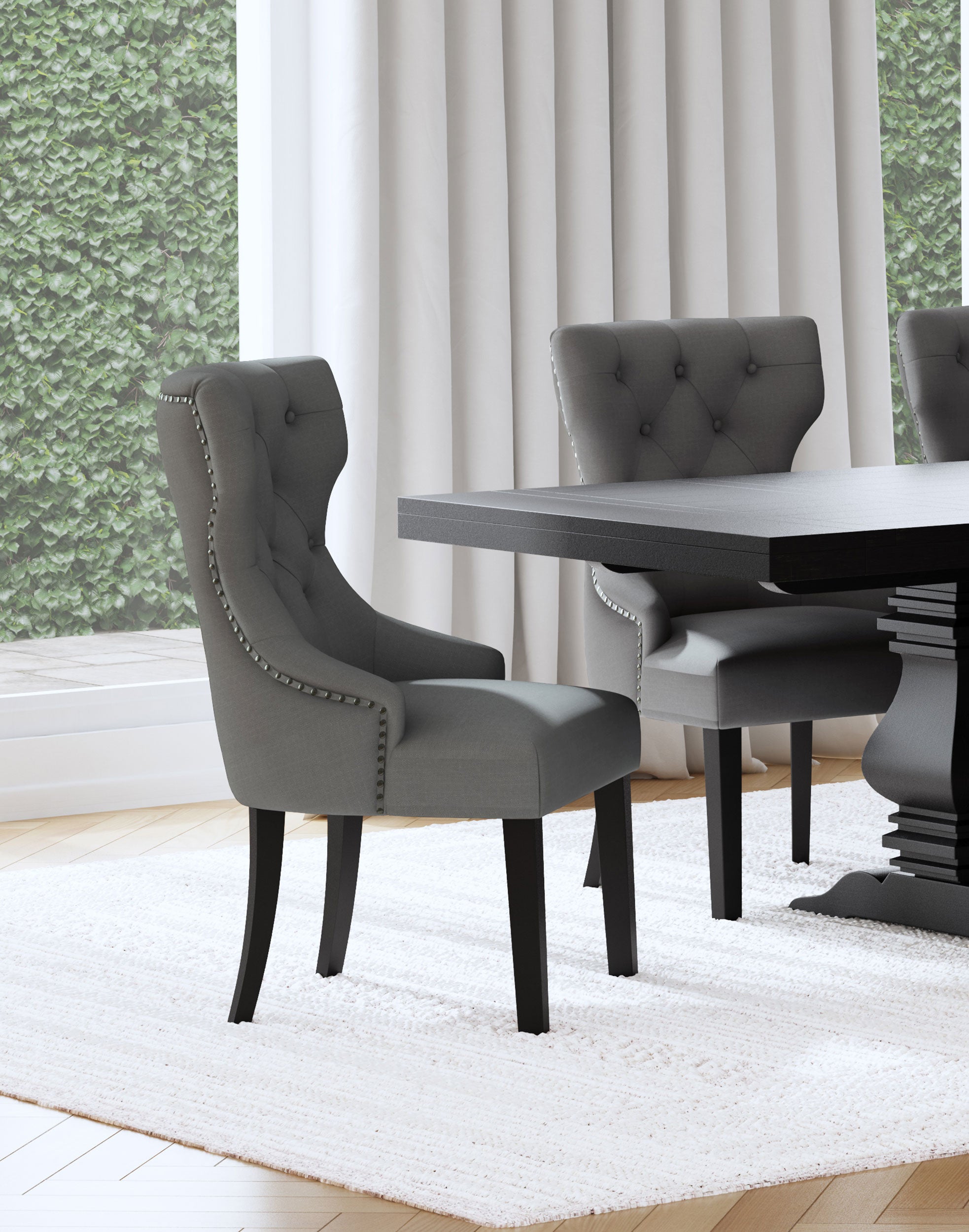 Baney Fabric Upholstered Dining Side Chair Grey and Black — view 2