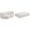 Modern Floor Sofa, With 2 Pillows, Convertible Teddy Fabric Foam Filled Bed