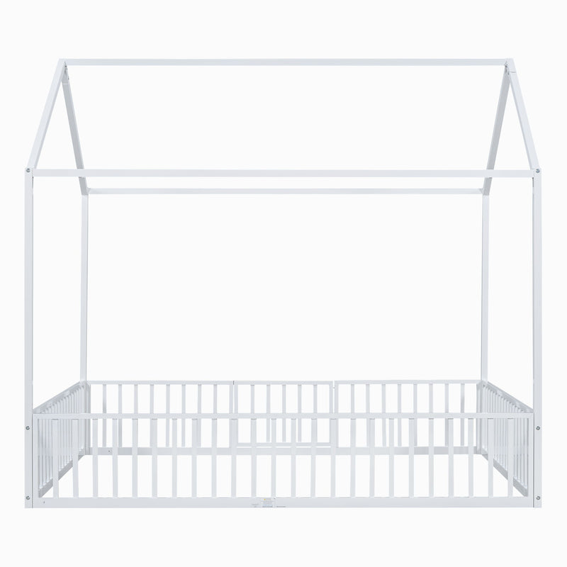 Metal House Bed With Fence And Door