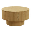 Modern Circular Coffee Table With Stripe Design And Storage Space