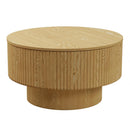 Modern Circular Coffee Table With Stripe Design And Storage Space