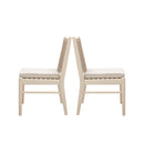 Cordoba - Dining Chair (Set of 2) With Acacia Wood Frame And Water Repellent Fabric - Beige / Yellow