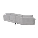 Upholstered 3 Seater Curved Sofa With Printed Pillows Chenille