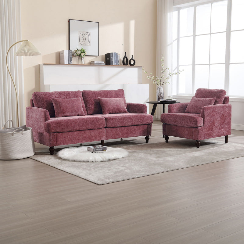 Mid Century Modern Chenille Fabric Loveseat Sofa, 2 Seat Upholstered Couch