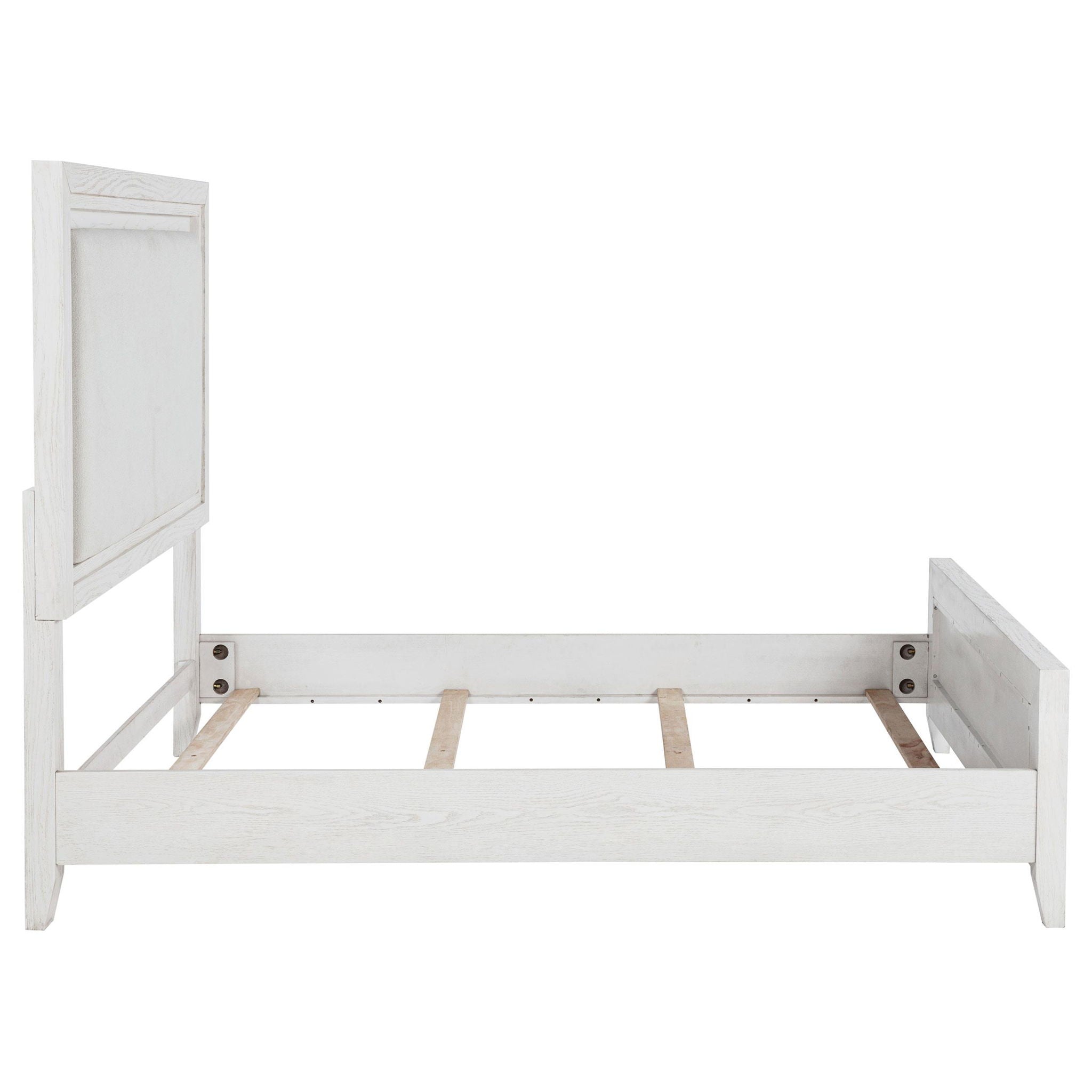 Marielle Queen Upholstered Panel Bed Distressed White