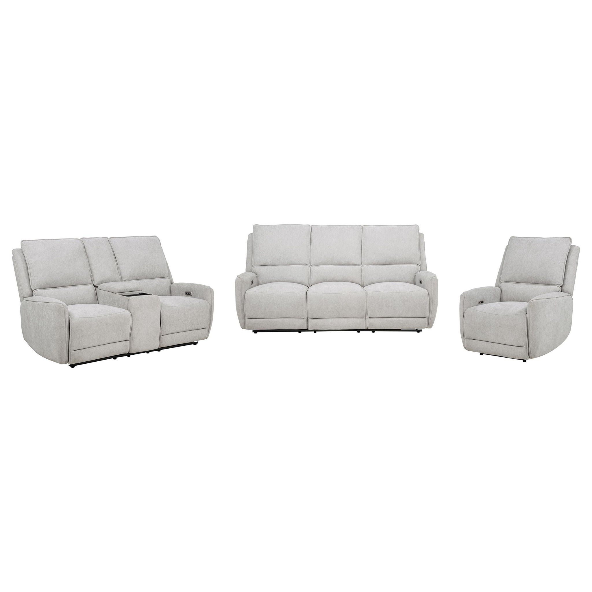 Sylmar 3-piece Chenille Power Reclining Sofa Set Dove Grey - Atlantic Fine Furnitures Melbourne FL