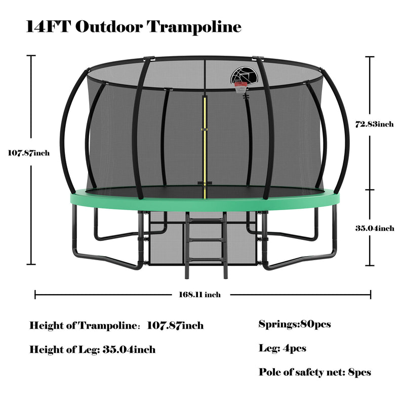 Trampoline With Enclosure, Recreational Trampolines With Ladder And Antirust Coating, Astm Approval Outdoor Trampoline For Kids