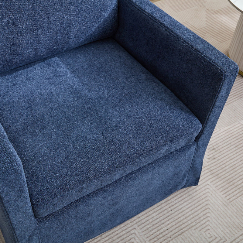 Upholstered Skirted Swivel Chair With Removable Back Cushion For Living Room