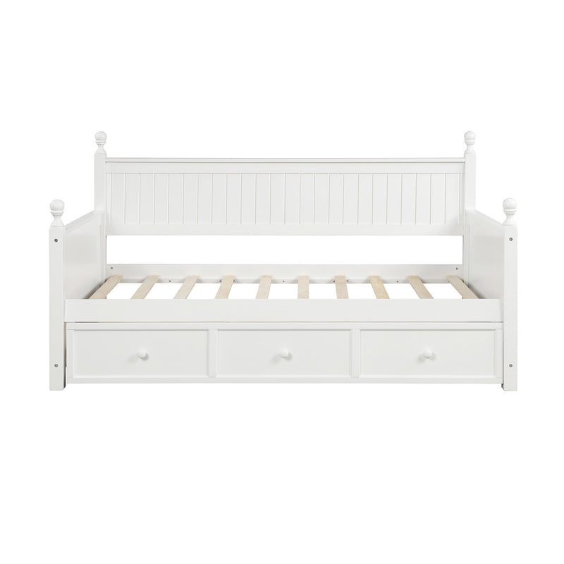 Wood Daybed with Three Drawers ,Twin Size Daybed,No Box Spring Needed ,White