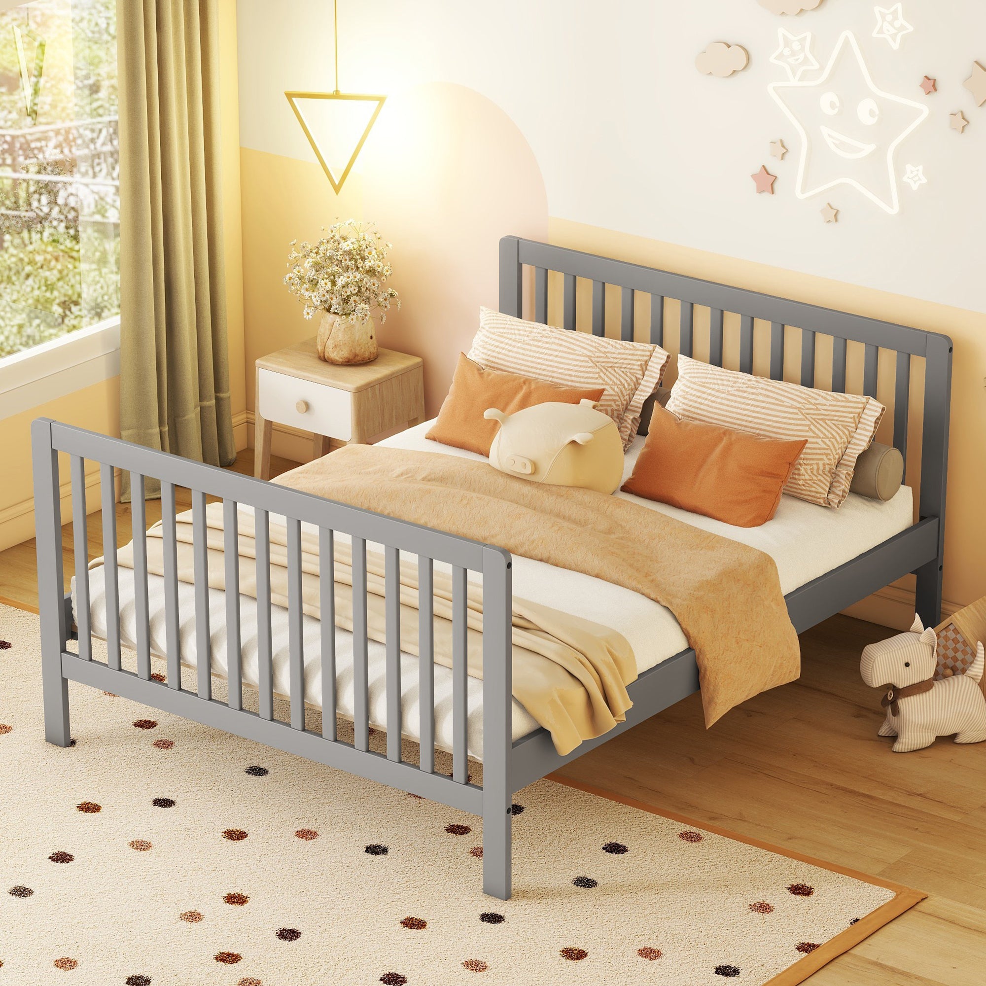 Convertible Crib/Full Size Bed with Changing Table, Gray - Atlantic Fine Furniture Melbourne FL