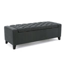 Contemporary Storage Ottoman With Tufted Top - Dark Gray