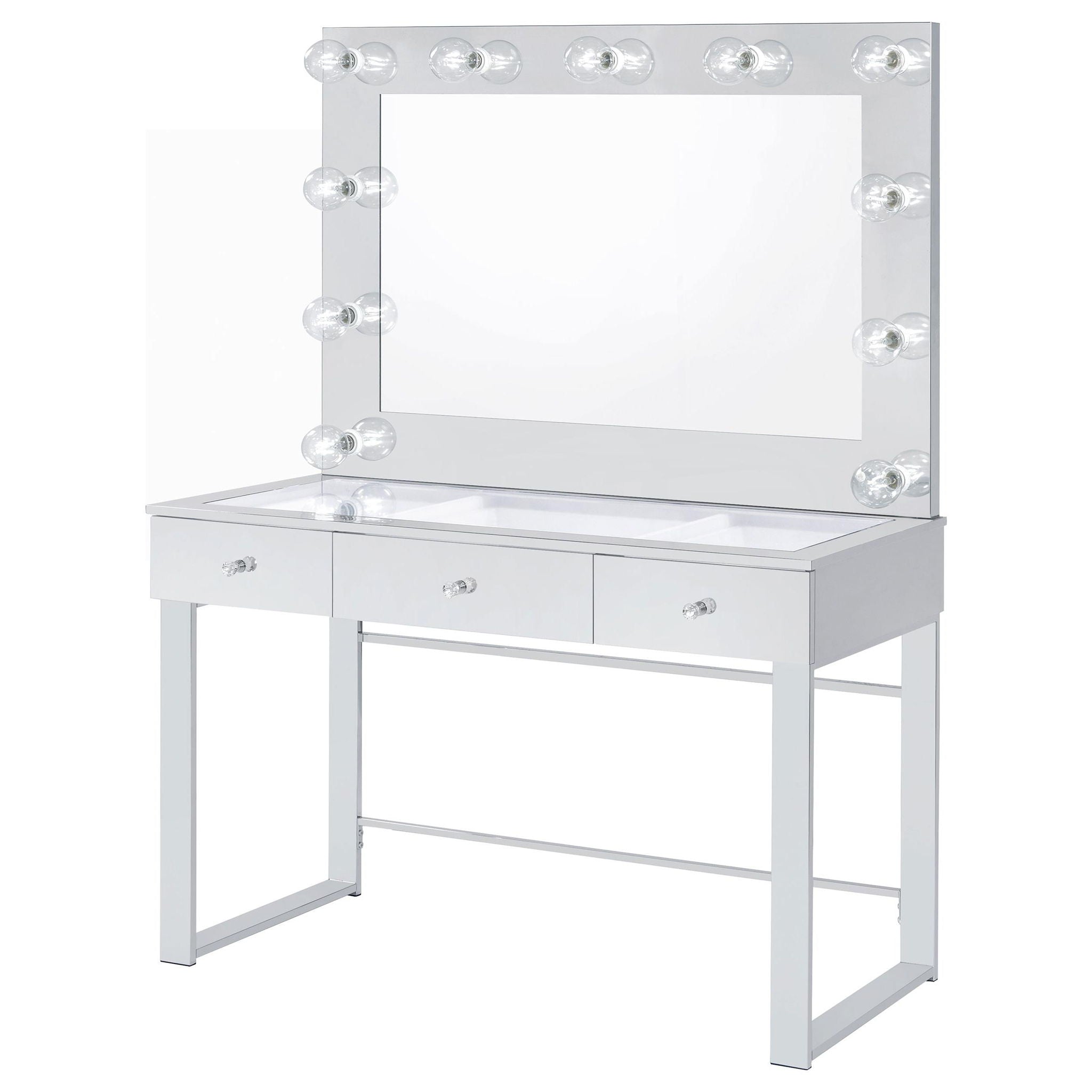 Umbridge 3-drawer Vanity Set with Lighting Chrome and White