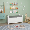 Kids Toy Box Chest Storage Cabinet With Cushion Seat Bench Flip Top Lid Safety Hinge - White