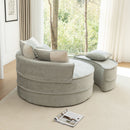 Modern Oversized Round Barrel Accent Chair With Ottoman